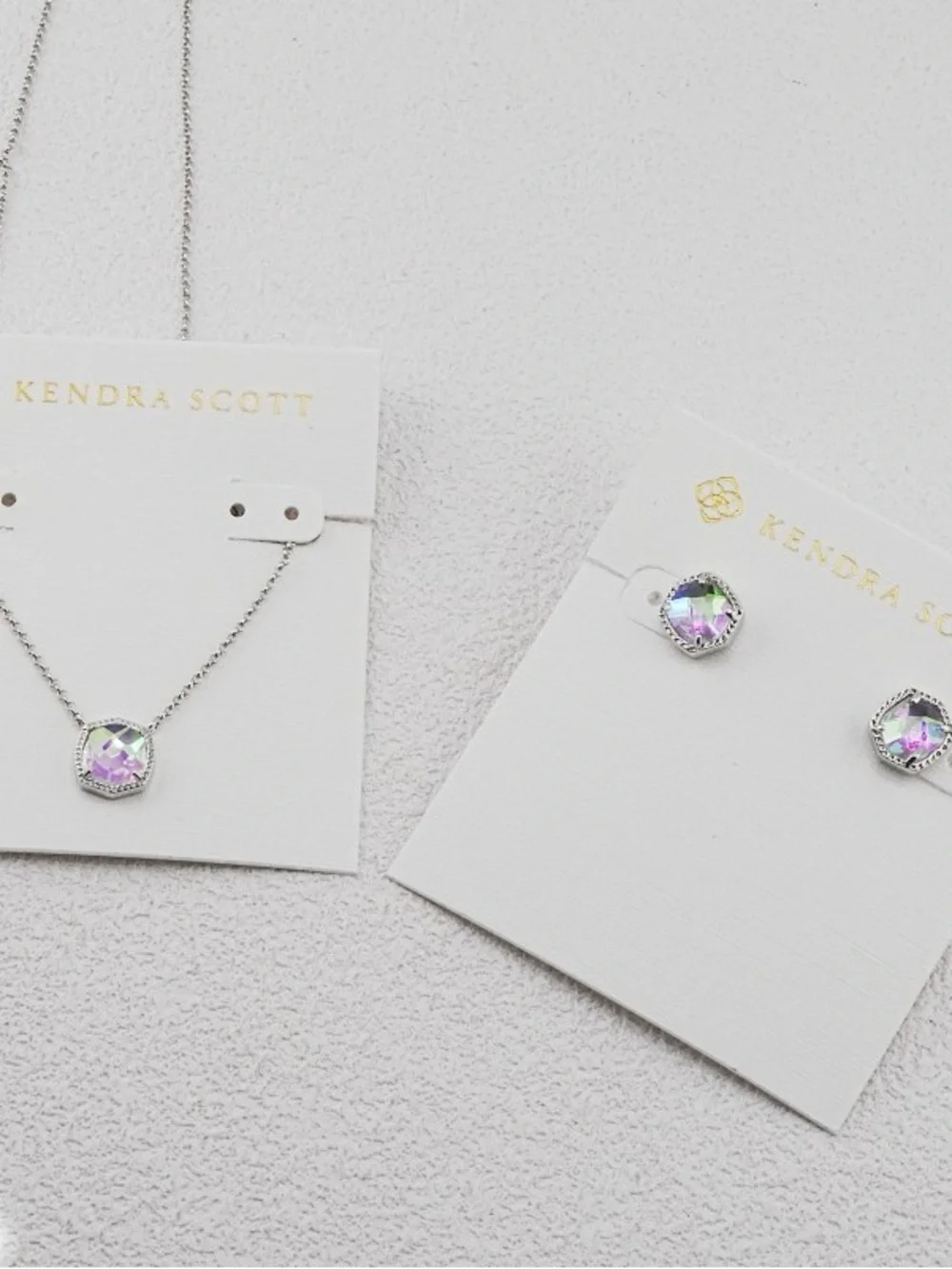 Kendra Scott Iridescent Crystal Pendant Necklace and Stud Earrings - Silver
